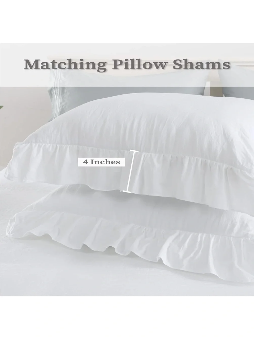 NEW CAROMIO White Ruffled Duvet Cover Twin, 2PCS
